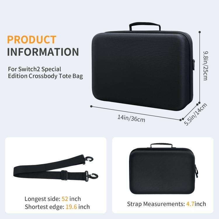 For Nintendo Switch 2 JYS All-in-One Storage Carrying Case Organizer with Shoulder Strap Fits Doc...