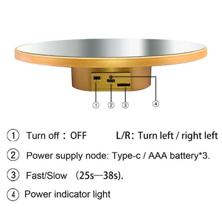 Multi-purpose Mirror Electric Rotating Disc Battery / USB Powered Photography Live Display Stand,...