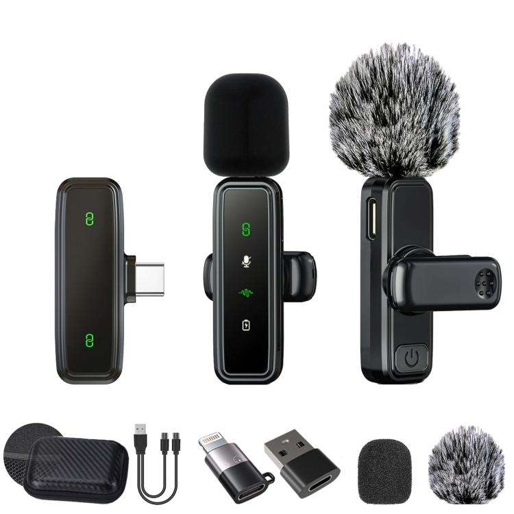 J81 1 To 2 Type-C Interface 9pcs /Set Wireless Collar Clip Microphone Smart Noise Reduction Mini ...