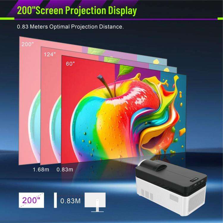 8K Home Theater Portable Android Projector With Smart Decoder(UK Plug)
