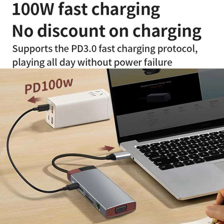 BS12A Metal Type-C Docking Station USB HUB Computer Multi Functional Expansion Dock