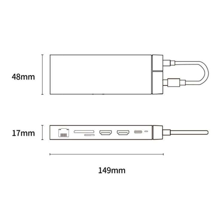 BS12A Metal Type-C Docking Station USB HUB Computer Multi Functional Expansion Dock