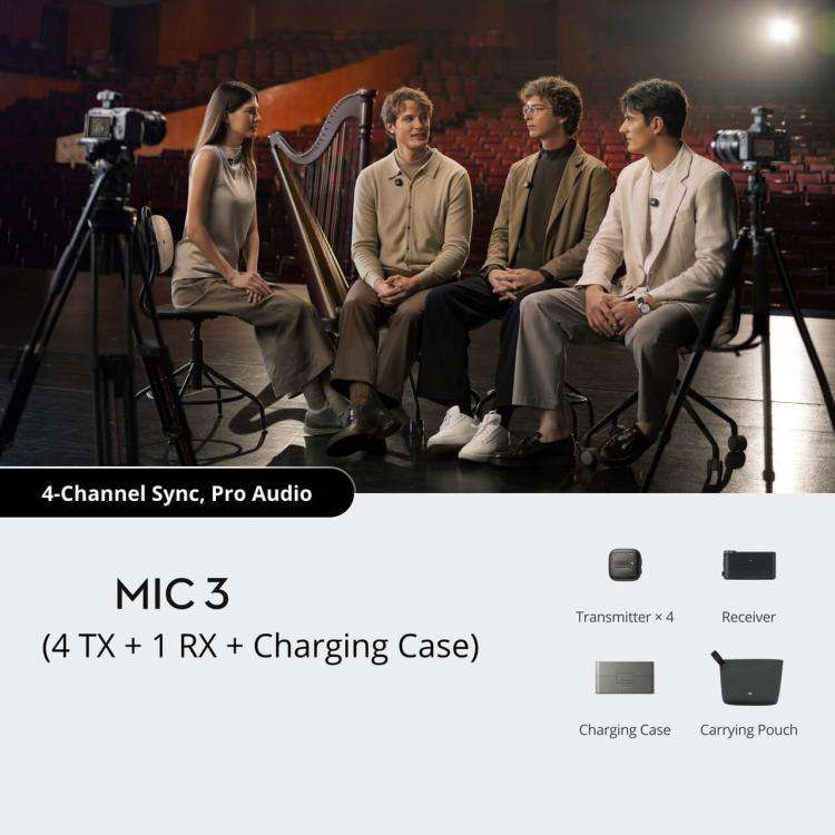 Original 4 TX + 1 RX + Charging Case For DJI Mic 3