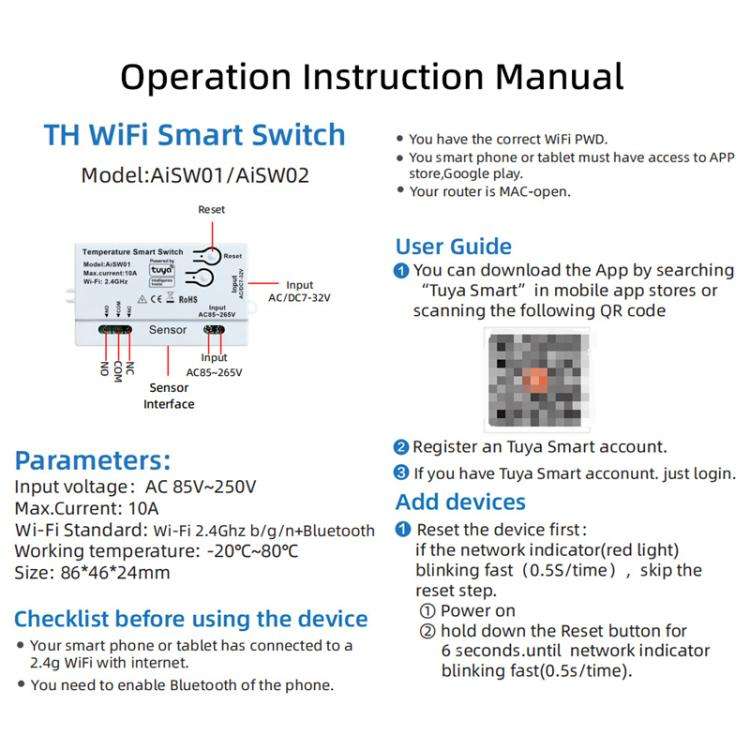 Graffiti WIFI Temperature Dry Contact Switch Module APP Remote Control Switch, Supports Google / ...