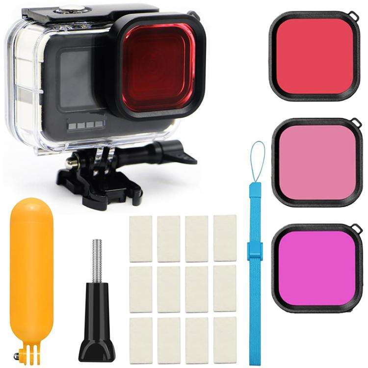 Waterproof Case Filter Dive Accessory Kit For GoPro HERO12 Black /11 Black /10 Black/9 Black