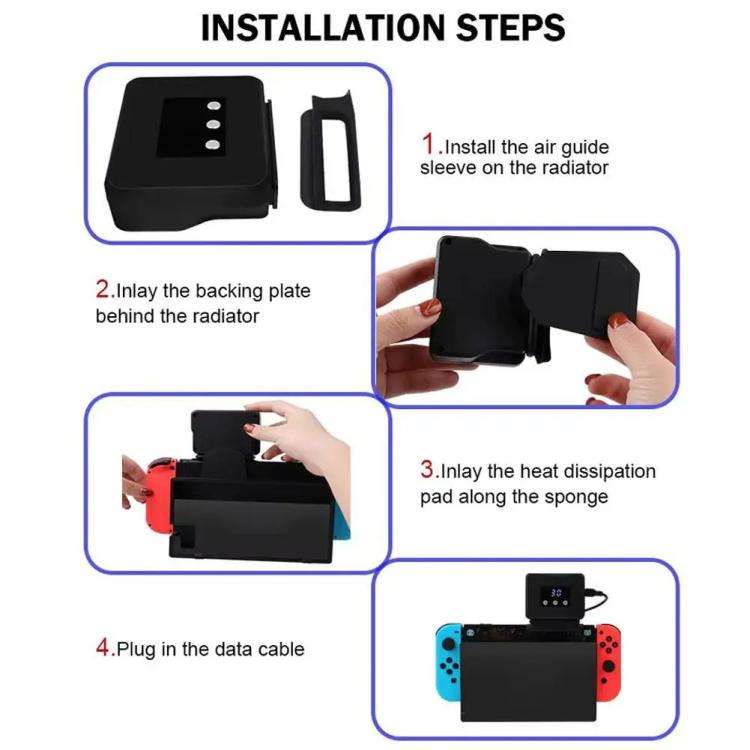 For Nintendo Switch 2 / Switch Console Exhaust Radiator With Temperature Display data(Black)