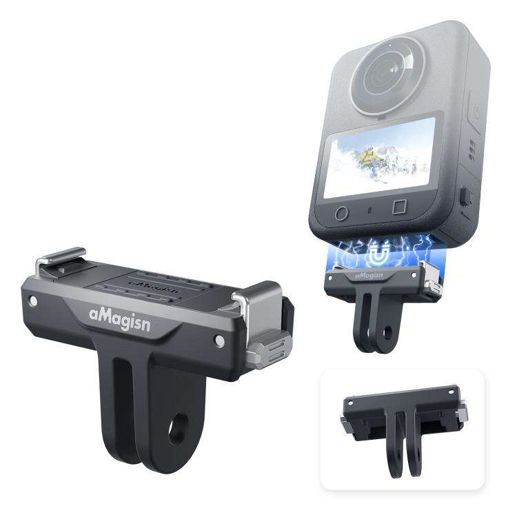 For DJI Osmo 360/Action 5 Pro/4/3 aMagisn Magnetic Quick-Release Adapter Plastic Snap-On Base(Black)