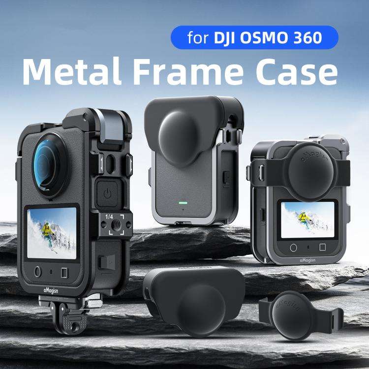 For DJI Osmo 360 AMagisn Quick-Release Metal Cage With Dual/Single Lens Caps Camera Mount Rig(Smo...