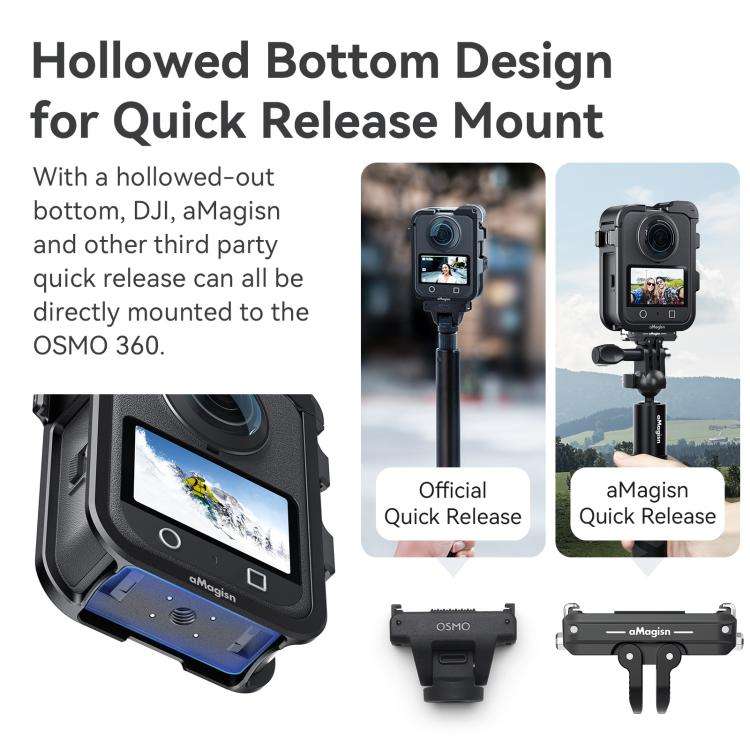 For DJI Osmo 360 AMagisn Quick-Release Metal Cage With Dual/Single Lens Caps Camera Mount Rig(Smo...