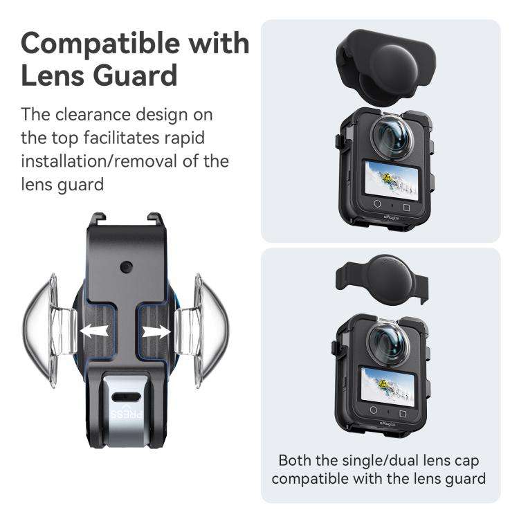 For DJI Osmo 360 AMagisn Quick-Release Metal Cage With Dual/Single Lens Caps Camera Mount Rig(Smo...