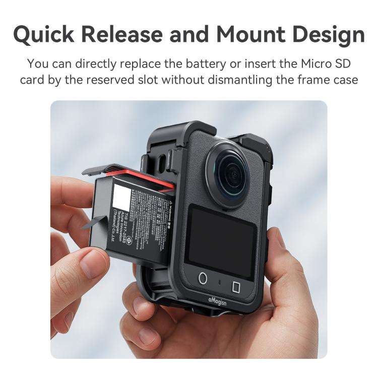 For DJI Osmo 360 AMagisn Quick-Release Metal Cage With Dual/Single Lens Caps Camera Mount Rig(Smo...
