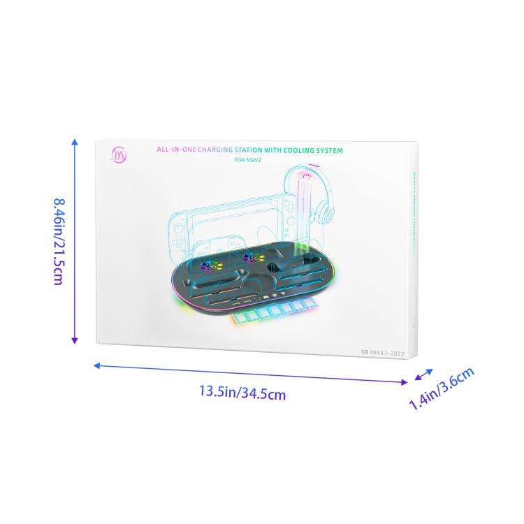 For Nintendo Switch 2 JYS NS2322 With RGB Light Charging Base Cooling Charging Storage Integrated...