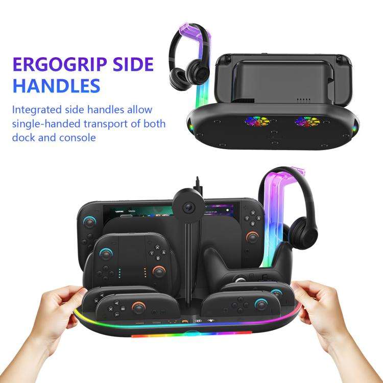 For Nintendo Switch 2 JYS NS2322 With RGB Light Charging Base Cooling Charging Storage Integrated...
