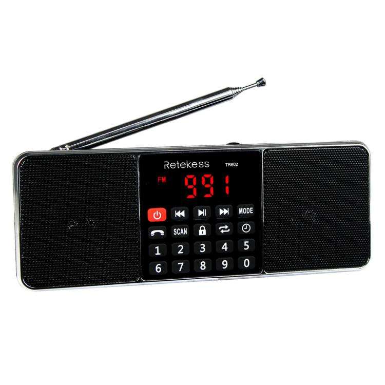 Retekess TR602 2 Band Bluetooth Radio MP3 Player(Black English Version)