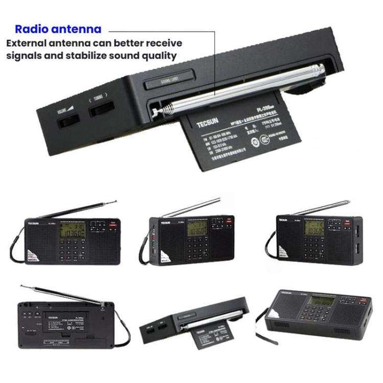 TECSUN PL-398MP Stereo Portable Full-Band Digital Tuning Radio Support SD Card Playback, Spec: St...
