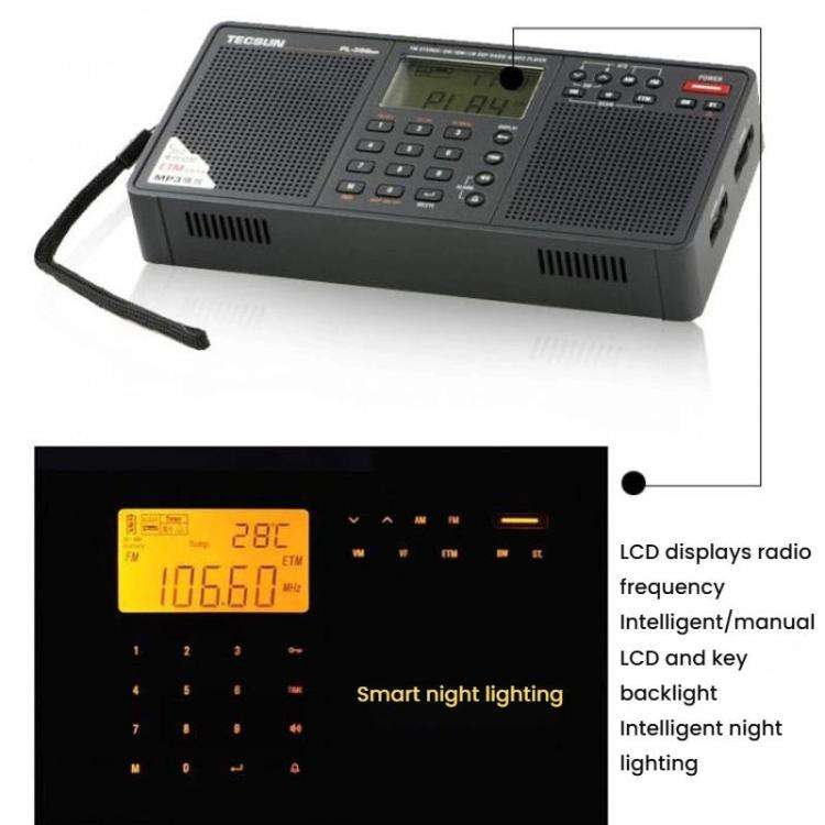 TECSUN PL-398MP Stereo Portable Full-Band Digital Tuning Radio Support SD Card Playback, Spec: St...