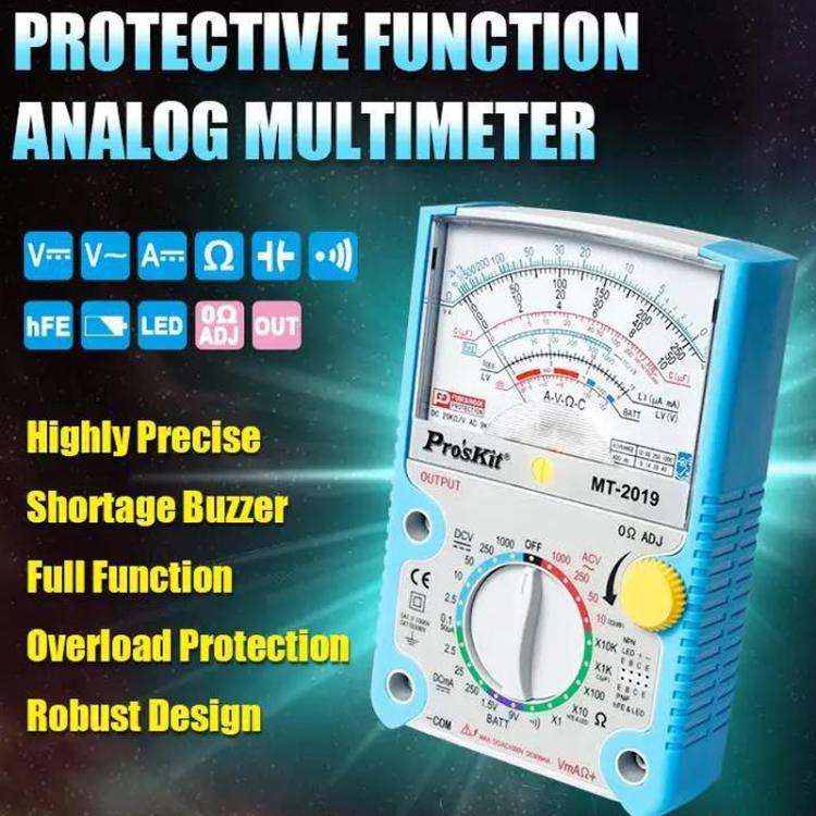 ProsKit MT-2019 Analog Multimeter 24 Range Mechanical High Precision Universal Meter