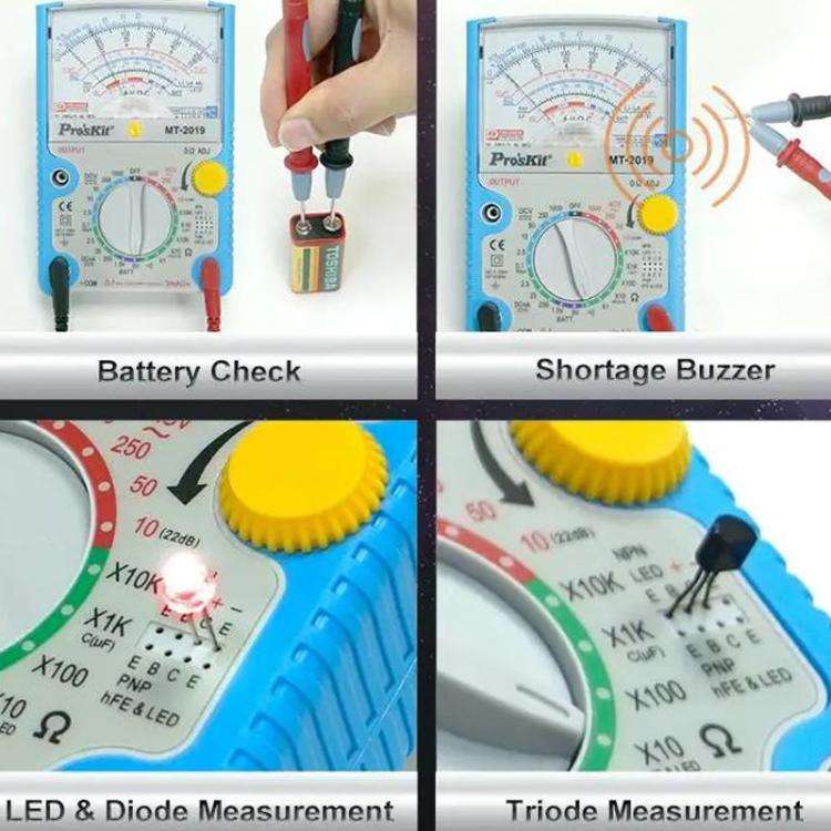 ProsKit MT-2019 Analog Multimeter 24 Range Mechanical High Precision Universal Meter