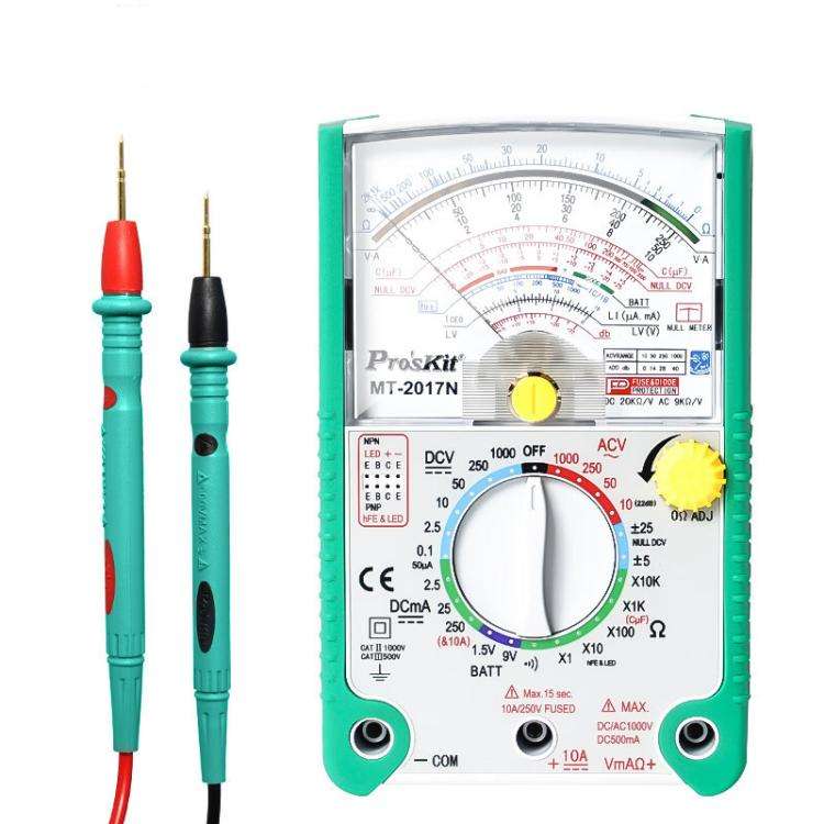 ProsKit MT-2017N Analog Multimeter 26 Range Misoperation-Proof Burn-Proof Electrical Meter