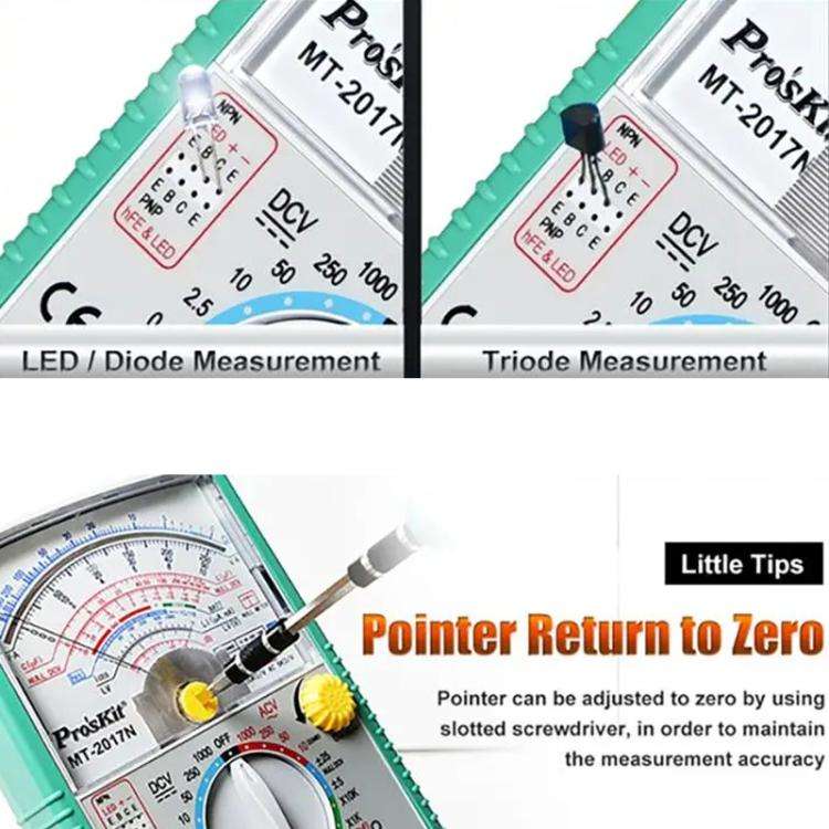 ProsKit MT-2017N Analog Multimeter 26 Range Misoperation-Proof Burn-Proof Electrical Meter