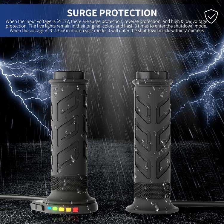 WUPP Rainbow Light Heated Motorcycle Handlebar Grips With Memory Function(Dual Switch/Right Hand ...