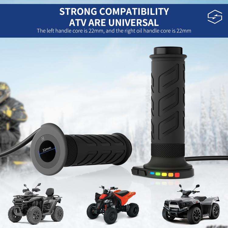 Rainbow Light ATV Heated Handlebars With Memory Function(Dual Switch/Right Hand 25mm)