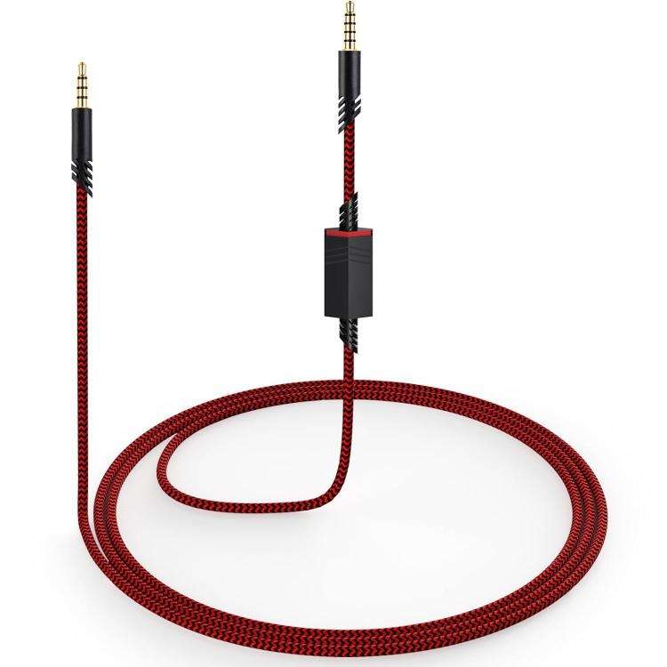 For Logitech Astro A10 / A40 / A30 Gaming Headset Cable Braided Audio Cable, Style: Red Black Square