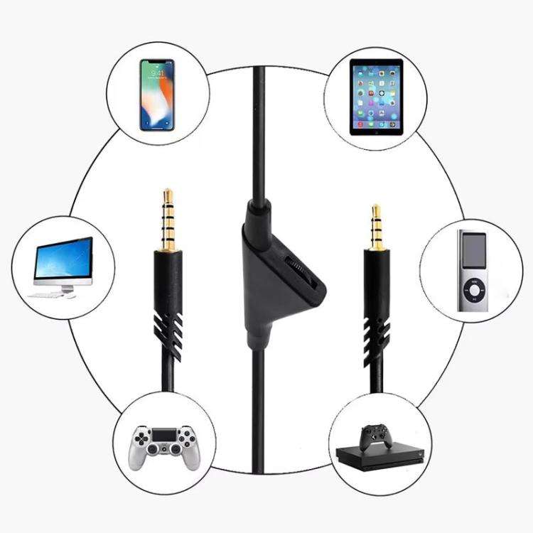 For Logitech Astro A10 / A40 / A30 Gaming Headset Cable Braided Audio Cable, Style: Black Tuning