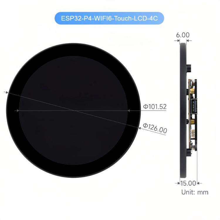 WAVESHARE ESP32-P4 Touch Circular LCD Screen Development Board, Spec: 4 inch