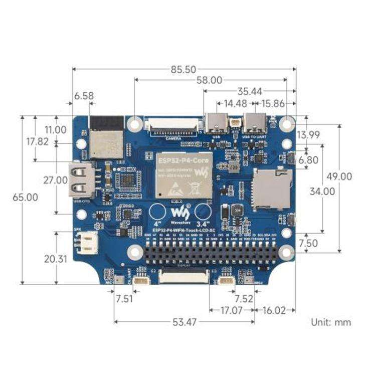 WAVESHARE ESP32-P4 Touch Circular LCD Screen Development Board, Spec: 4 inch
