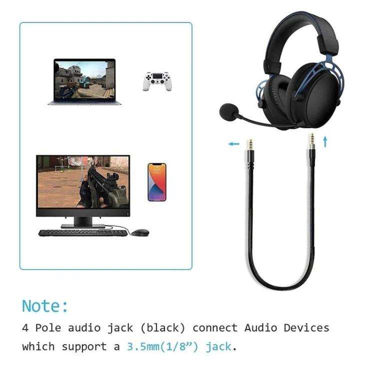 For Kingston HyperX Cloud Alpha / Mix 3.5mm Male To Male Headset Recorder Cable, Size: 1.5m(Black)