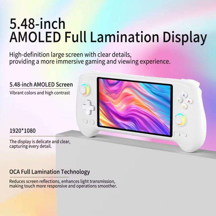 ANBERNIC RG557 Handheld Game Console 5.48-Inch AMOLED Screen Android 14 Video Game Player 12+128G...