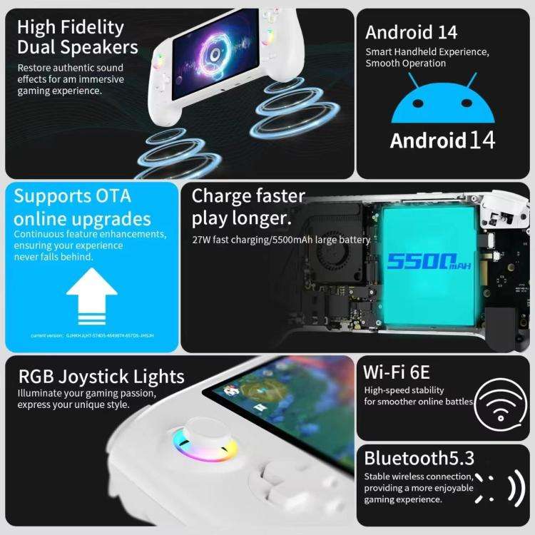 ANBERNIC RG557 Handheld Game Console 5.48-Inch AMOLED Screen Android 14 Video Game Player 12+128G...
