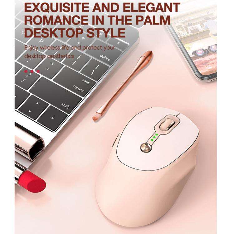 T-WOLF Q7 Single-Mode 2.4G 2400 DPI Wireless Mouse USB-C Rechargeable, Milk Tea Color Elegant Des...