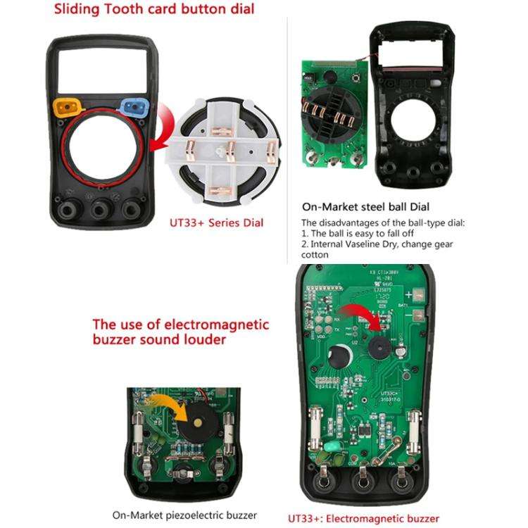 UNI-T UT33C+ Palm Size Multimeter With Backlit LCD Display, 600V 10A AC/DC Voltage Tester