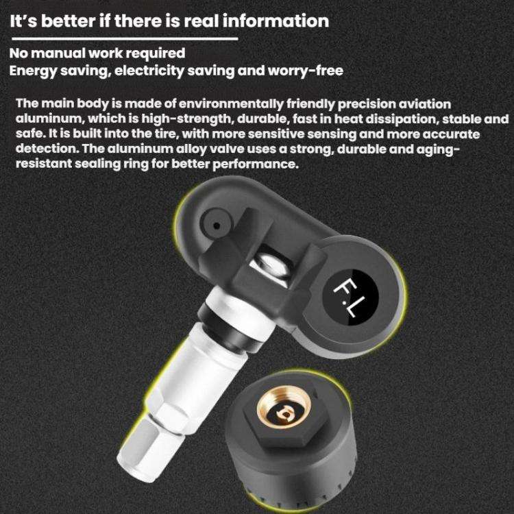 Automotive TPMS Four-Tire Pressure Monitor, Specification: Beep Sound Version Internal Sensor(Eng...