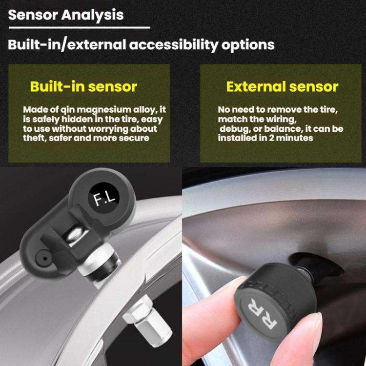 Automotive TPMS Four-Tire Pressure Monitor, Specification: Beep Sound Version Internal Sensor(Eng...
