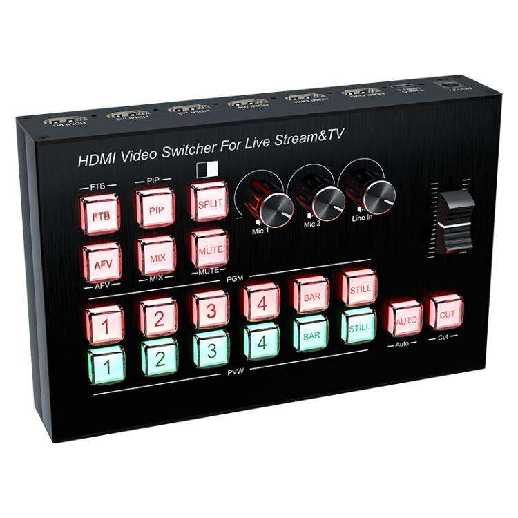 4 In 2 Out HDMI Guide Switchboard Type-C Capture Port OSD Display Game Switcher EU Plug(Black)