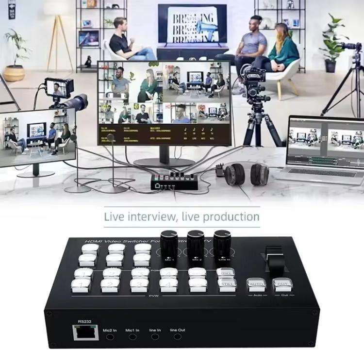 4 In 2 Out HDMI Guide Switchboard Type-C Capture Port OSD Display Game Switcher US Plug(Black)