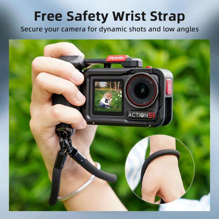 For DJI Action 5 Pro/4/3 Flymile Street Shooting Handle Grip Expansion Cage Kit(Black)