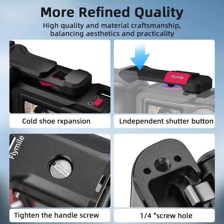 For DJI Action 5 Pro/4/3 Flymile Street Shooting Handle Grip Expansion Cage Kit(Black)