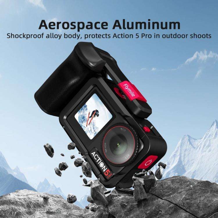 For DJI Action 5 Pro/4/3 Flymile Street Shooting Handle Grip Expansion Cage Kit(Black)