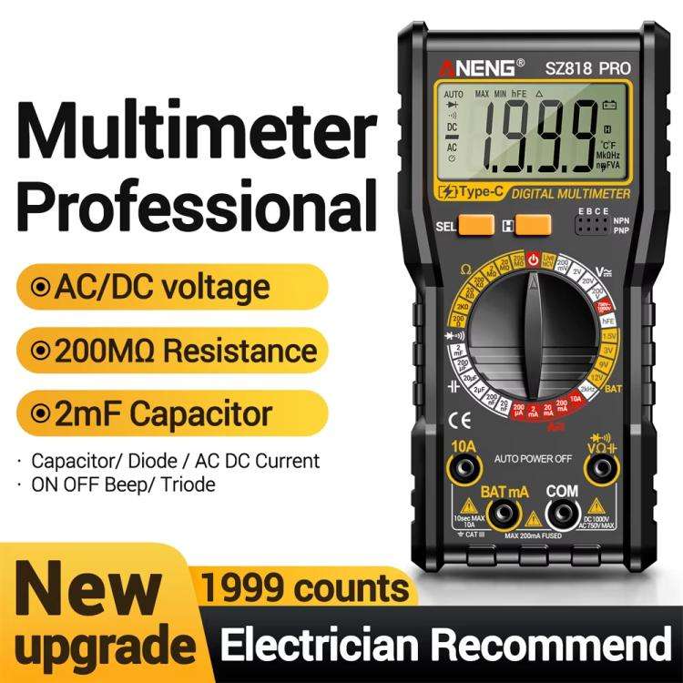 ANENG SZ818 Pro  Rechargeable Digital Multimeter with NCV Detection Voltage Tester for AC/DC Curr...