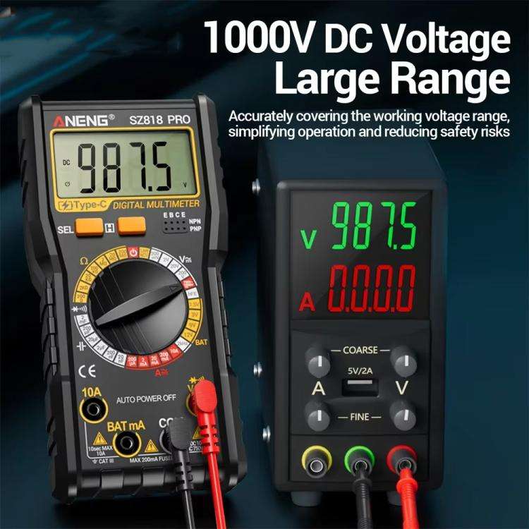 ANENG SZ818 Pro  Rechargeable Digital Multimeter with NCV Detection Voltage Tester for AC/DC Curr...