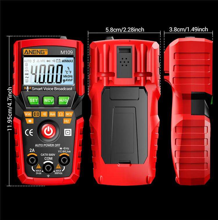 ANENG M109 Digital Multimeter With Voice Guide 4000 Counts, NCV Detection, Capacitance/Resistance...