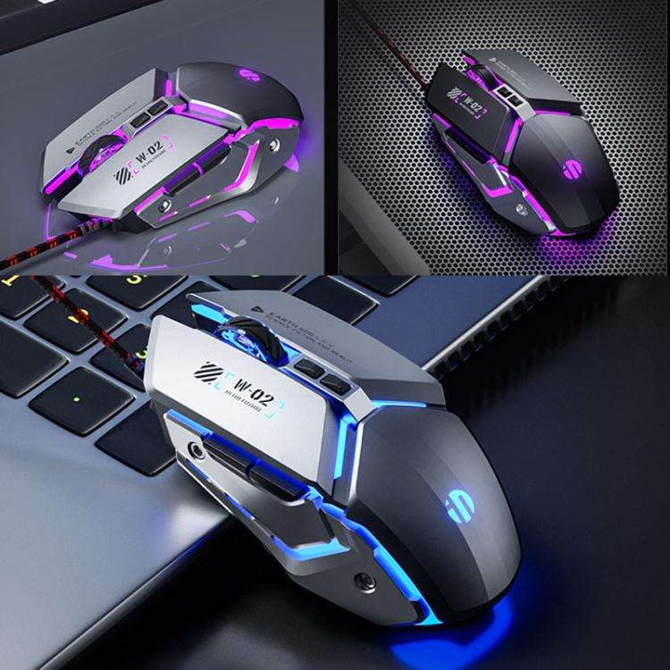 Inphic W-02 USB Wired Mouse Gaming Macro-Programmable Illuminated Computer Mice(Black)