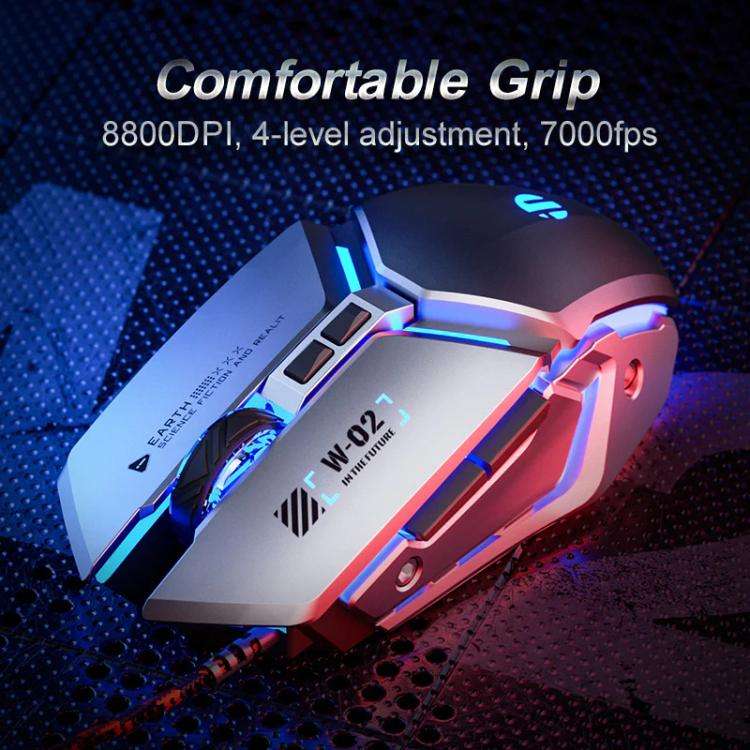 Inphic W-02 USB Wired Mouse Gaming Macro-Programmable Illuminated Computer Mice(Gray)
