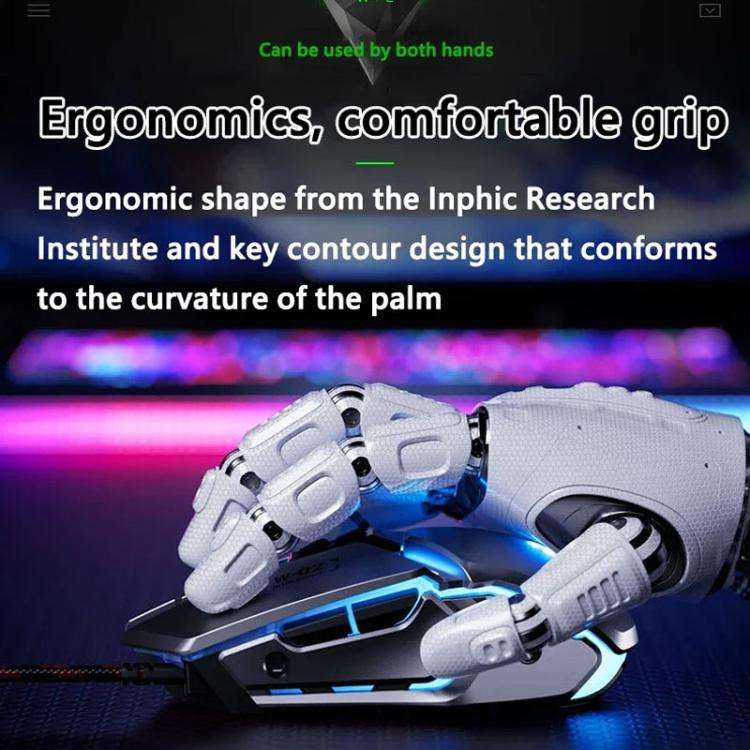 Inphic W-02 USB Wired Mouse Gaming Macro-Programmable Illuminated Computer Mice(Gray)