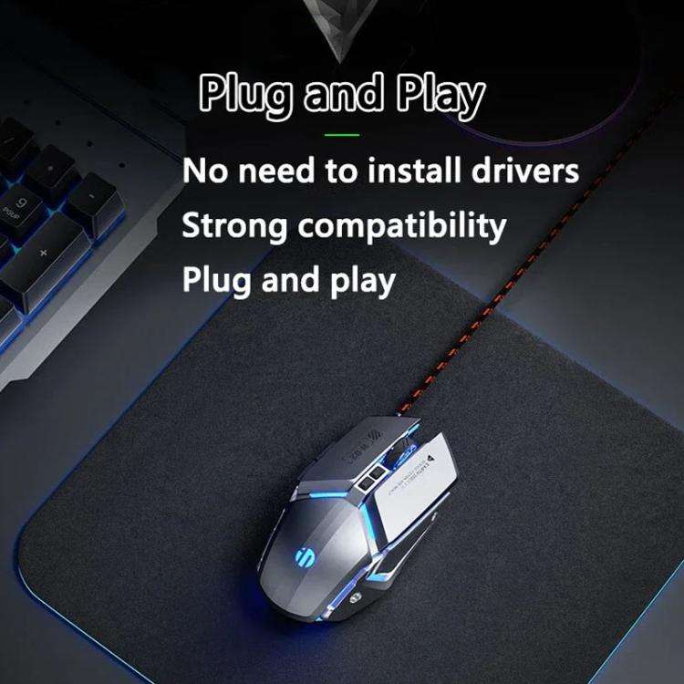 Inphic W-02 USB Wired Mouse Gaming Macro-Programmable Illuminated Computer Mice(Gray)