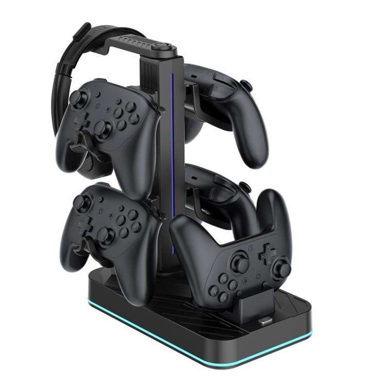 For Nintendo Switch 2 Pro Controller Headphone Storage Rack Charging Base(Black)